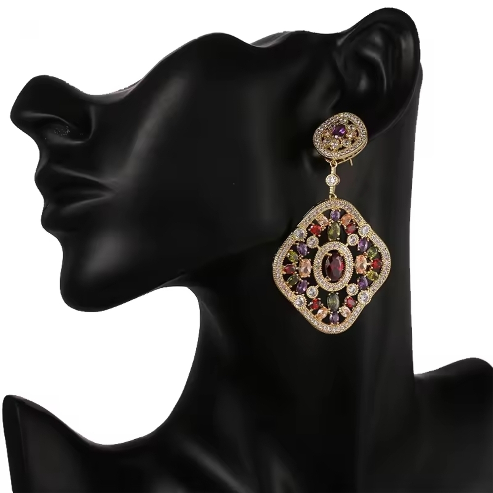Gold and Purple Statement Earrings